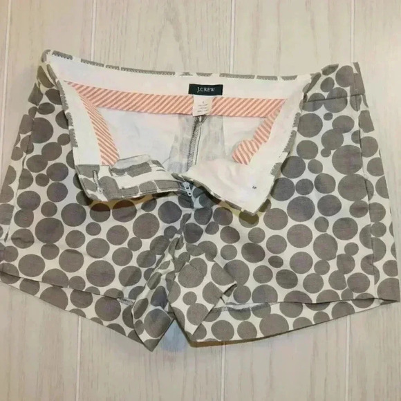 J. Crew Womens Jubilee Shorts Gray Ivory Deco Dots Polka Dot Cotton Twill Size 2 - Picture 5 of 9